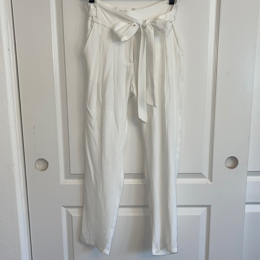 FRNCH White Pants Bow Tie Belt size Small